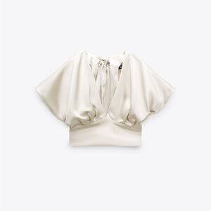 ZARA SATIN TOP WITH BOW OPEN BACK SIZE SMALL